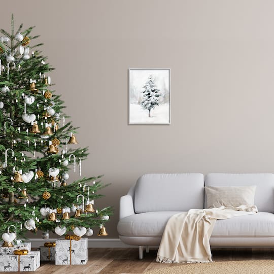 Stupell Industries Wintery Snow Tree Scene Framed Giclee Art